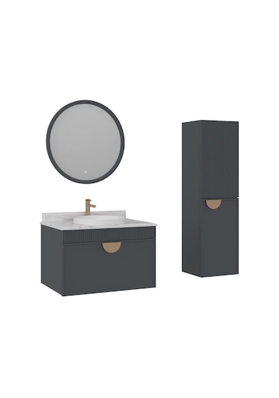 Orka Molino 80 Cm Antrasit Banyo Dolabı Takımı Ve Boy Dolabı Navaro/antrasit Orka Molino 80 Cm Antrasit Banyo Dolabı Takımı Ve Boy Dolabı Navaro/antrasit