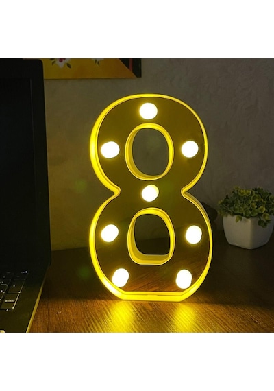 Dekoratif Led Işıklı 3D 8 Rakamı Büyük Boy Organizasyon Doğum Günü Kutlama