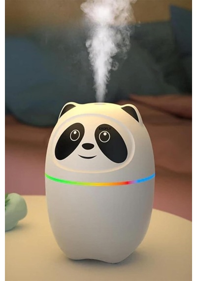 Sevimli Panda Figürlü Hava Nemlendirici, Ultrasonik Soğuk Buhar Makinesi, Led Işıklı Masaüstü Oda Nemlendirici