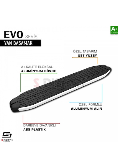 S-dizayn Ford Courier 2 Evo Aluminyum Yan Basamak 183 Cm 2023 Üze
