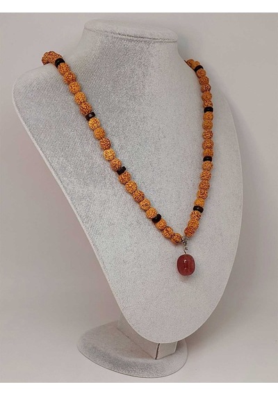 Çilek Kuvars Taşlı Rudraksha Tohum Kolye Dolama Bileklik 8mm 497
