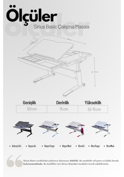 Sirius Basic Yükseklik Ve Eğim Ayarlı, Çekmeceli Bilgisayar Ve Oyuncu Masası, Çalışma Masası, Mavi Gri Sirius Basic Yükseklik Ve Eğim Ayarlı, Çekmeceli Bilgisayar Ve Oyuncu Masası, Çalışma Masası, Mavi Gri