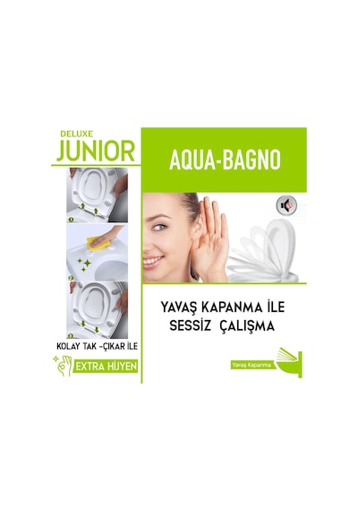 Aqua Bagno Junior D Çocuk Adaptörlü Klozet Kapağı Tak Çıkar Yavaş Kapanan Beyaz Pp Diğer