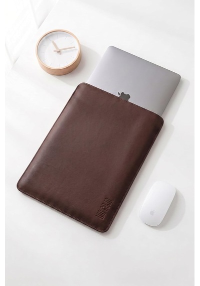 Minimalist 13 İnç Laptop Kılıfı, Vegan Deri, Su İtici Özellikli, Bilgisayar Notebook Laptop Çantası Acı Kahve, 13 İnç Diğer
