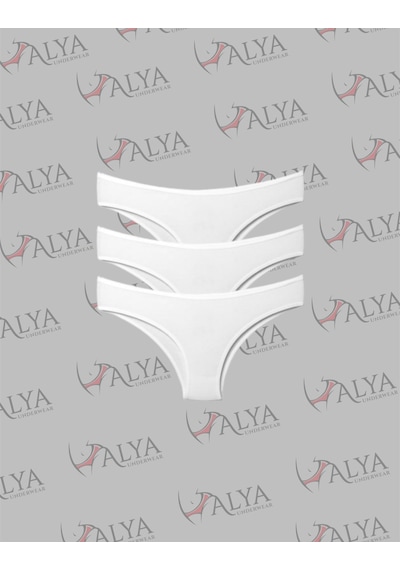 Alya Underwear Kadın Brazilian Külot 3 Adet Beyaz Beyaz