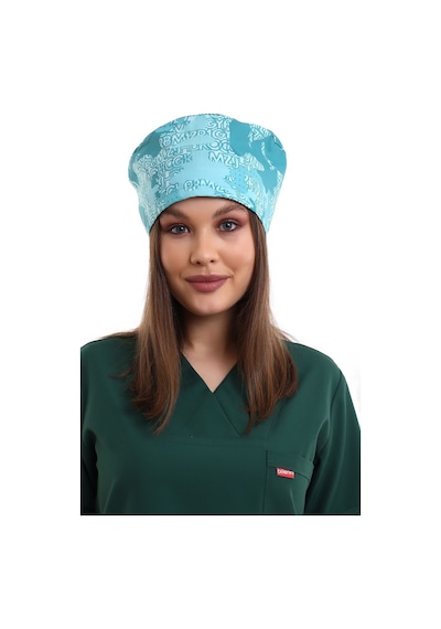 Su Yeşili Kamuflaj Desenli Cerrahi Bone - Doktor Bone-Standart-3908 Su Yeşili Kamuflaj