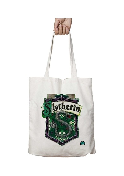 Art Hediye Slytherin İki Tarafı Kalıcı Baskılı Yıkanabilir Okul Plaj Omuz Bez Çantası Çok Renkli
