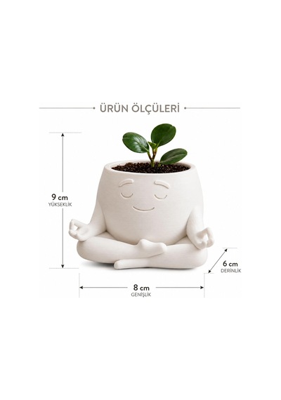 Lexroo Meditasyon Temalı Dekoratif Saksı, 9x8x6 Cm