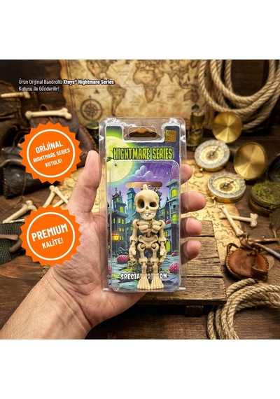 İskelet Figürü Anahtarlık, Hediyelik Halloween Çanta Aksesuarı Ve Hareketli Oyuncak Skibz Krem