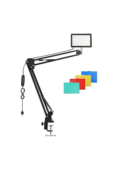 19cm 13 Watt 120 Led Fotograf Video Işığı Kelepçeli Masa Kıskaç Kolu Vlog Ürün Youtube Canlı Yayın
