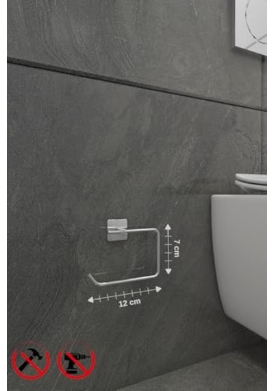 Alper Banyo Kare Krom Yapışkanlı Açık Tuvalet Kağıtlığı Wc Kağıtlık Tuvalet Kağıdı Askısı 16.5 x 12.2 x 11.2 CM