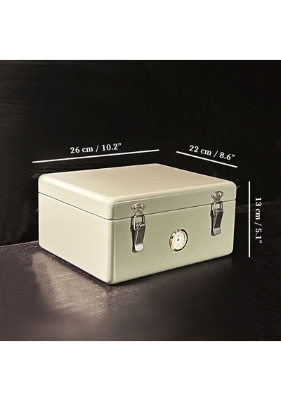 Mezmob İspanyol Sedir Humidor Puro Kutusu Baskı Kilitli Fitilli Haki Yeşil Lake Boya Analog