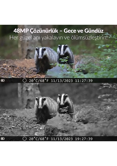 Juo 850WS Güneş Enerjili Fotokapan Kamera 48MP Full HD WiFi Hareket Sensörlü Gece Görüşlü IP66 Su Geçirmez