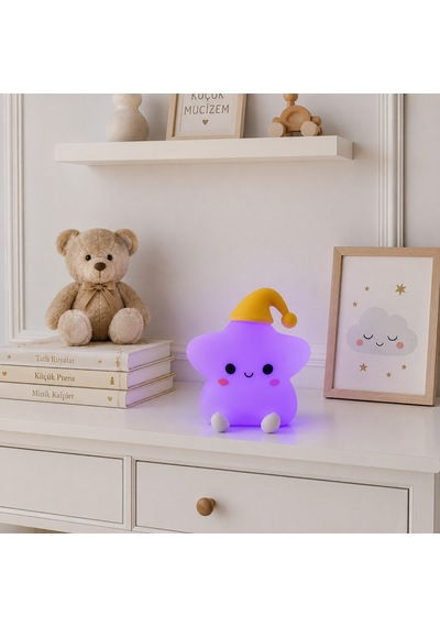 Hukids Uykucu Yıldız Silikon Gece Lambası Beyaz