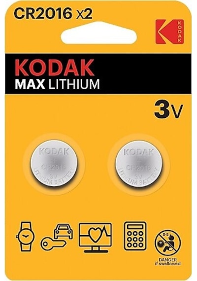 Kodak Max CR2016 Lityum Düğme Pil 2'li