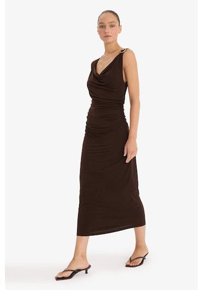 Defacto Regular Fit Kolsuz Midi Elbise F9240ax25aubn267 Kahve
