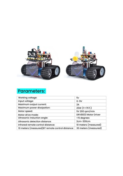 Keyestudio Arduino Uyumlu Robot Tank Kiti, Scratch/arduino İle Programlanabilir Stem Robotu, Dıy Eğitim Seti" Eğitici Oyuncaklar