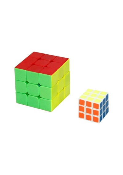 2'li Zeka Küpü Seti - Standart 3x3x3 & Mini 3x3x3 - Hızlı Dönen Etiketsiz Eğitici Akıl Oyuncağı