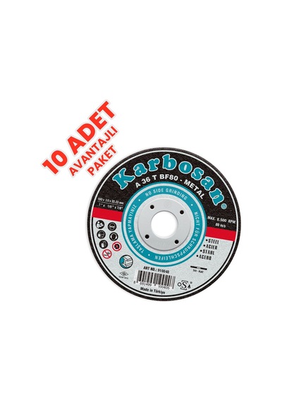 Karbosan 180x3.0x22.23mm A 36 T Bf80 Metal Kesme Taşı 10 Lu Paket