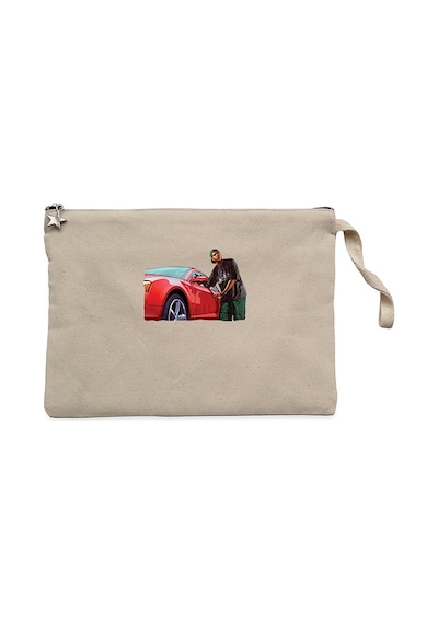 GTA Car Thief Man Krem Clutch Astarlı Cüzdan / El Çantası Krem