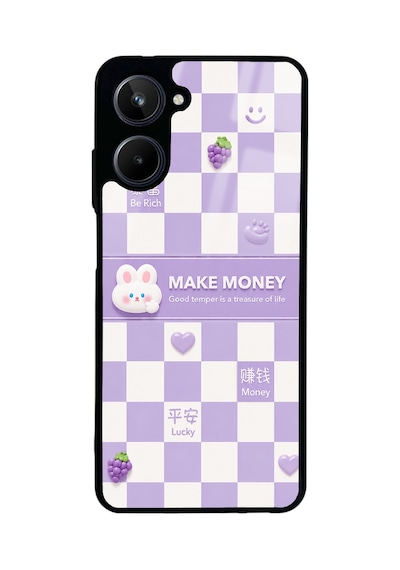 Realme 10 Purple Make Money Tasarımlı Glossy Telefon Kılıfı Mor