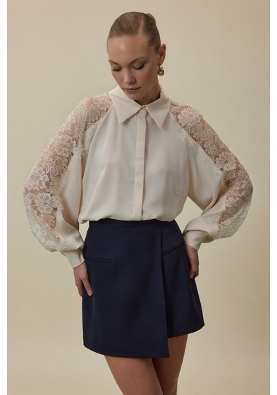 Sateen Talia Şort Etek - Lacivert-137066 Lacivert