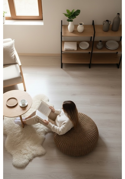 Akayev Nature Hasır Büyük Yuvarlak Puf Minder 60 Cm Kahverengi