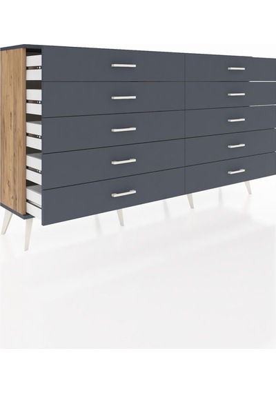 Arges Konsol 10 Çekmeceli 176x30x99 Çam-antrasit Çam-antrasit Arges Konsol 10 Çekmeceli 176x30x99 Çam-antrasit Çam-antrasit