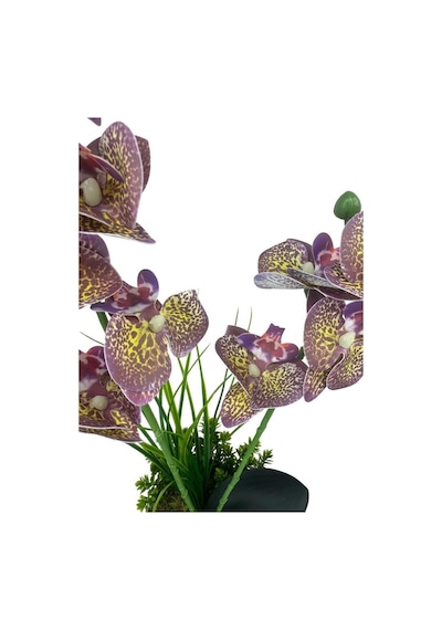 Yapay Çiçek Mor Islak Orkide Gold Metal Saksıda Saksıda Orkide 50cm