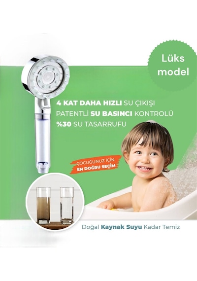 Truva 10 Adet Yedek Filtreli Beyaz Renk Masaj Özellikli Duş Başlığı Krom