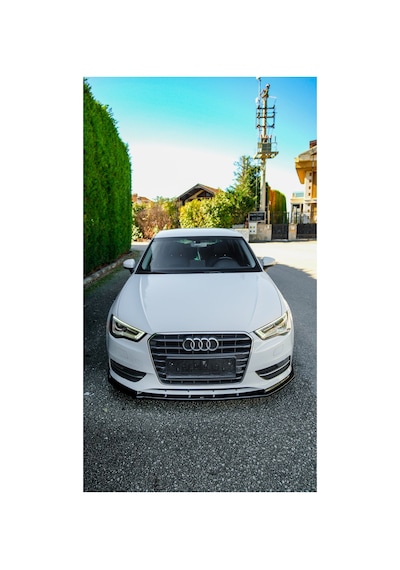 Audi A3 8v Sportback 2013-2016 Uyumlu Ön Lip Ön Tampon Eki Sportif Tasarım Parlak Siyah Görünüm