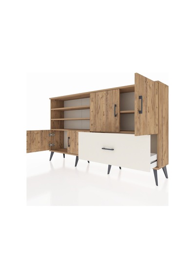 Arges Konsol 5 Raflı Tek Çekmeceli 4 Kapaklı 176x30x99 Çam-çam/ay Çam-çam/aytaşı Arges Konsol 5 Raflı Tek Çekmeceli 4 Kapaklı 176x30x99 Çam-çam/ay Çam-çam/aytaşı
