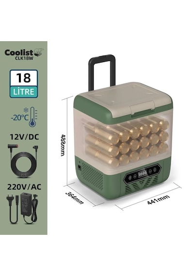 Coolist Clk18w 12/24volt/ 220volt Litre Kompresörlü Tekerlekli Oto Buzdolabı