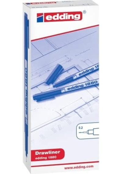 1880 Teknik Çizim Kalemi - Siyah - 10 Kalem - 0,2 Mm Çizgi Genişliği