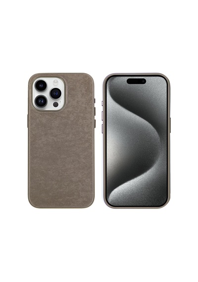 Zore İphone 15 Pro Max Uyumlu Ogaa Mikro Fiber Mimoza Kılıf-kahverengi