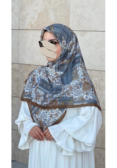 Qalortex Scarf Pamuklu Piraye Desen Eşarp - Pas