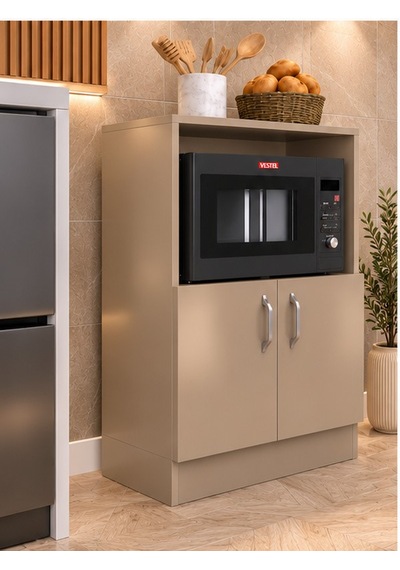 Rafineri Makro Dolap Çok Amaçlı Mikrodalga Dolabı Krem