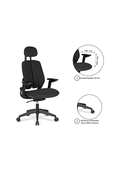 Casella Bonita Döşemeli Yönetici Koltuğu Ofi S Koltuğu Ergonomik, Şık Ve Fonksiyonel Siyah Casella Bonita Döşemeli Yönetici Koltuğu Ofi S Koltuğu Ergonomik, Şık Ve Fonksiyonel Siyah