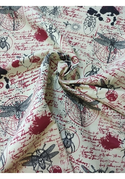 Renkli Gazete Kağıdı Desenli Dijital Kumaş