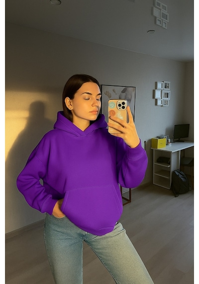 Benroma Düz Renk Kadın Sweatshırt Mor
