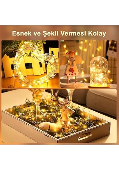 5 Metre Gün Işığı Peri Led Tel 3 Pilli Fonksiyonlu Süsleme İnce Telli Aydınlatmalı Şerit Led Yılbaşı Işık Diğer