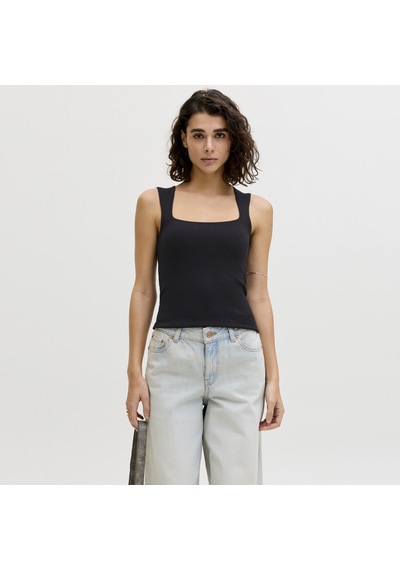 Jack & Jones Kadin Kare Yaka Kolsuz Üst - Posie - 12290769 Siyah