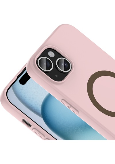 iPhone Uyumlu 15 Kılıf M-safe Şarj Özellikli Klfs Aris Silikon Kapak - Açık Pembe Çok Renkli