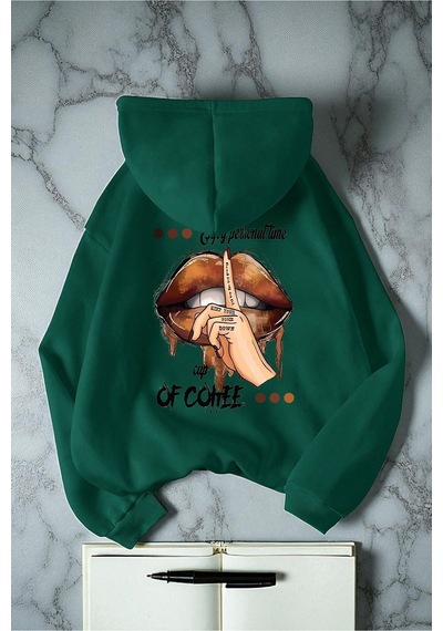 Uyguntarz Enjoy Personel Time Baskılı Oversize Sweatshirt Yeşil