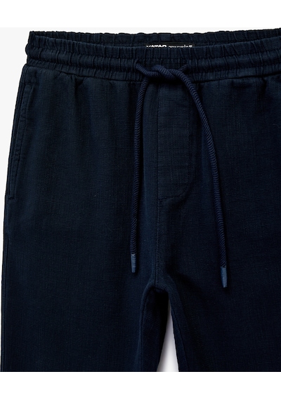 Koton Regular Fit Pamuklu Cepli Beli Bağcıklı Pantolon Lacivert 6sam40009ıw