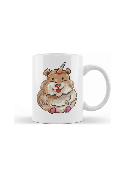 Hamster Unicorn Pixel Art Kupa Bardak Porselen Karışık