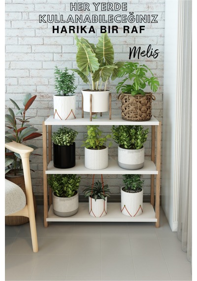 Melis Beyaz 3 Raflı Çiçeklik, Saksılık, Çiçek Standı, Dekoratif Raf - Çok Amaçlı Kullanım - Demonte Beyaz - 652123012 Beyaz Melis Beyaz 3 Raflı Çiçeklik, Saksılık, Çiçek Standı, Dekoratif Raf - Çok Amaçlı Kullanım - Demonte Beyaz - 652123012 Beyaz