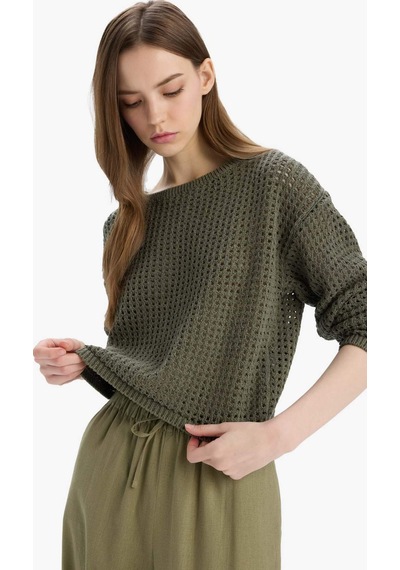 DeFacto Regular Fit Bisiklet Yaka Kroşe Triko Kazak T4513AZ25SPKH341