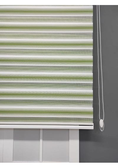 Yeşil Beyaz Geçişli Zebra Stor 200x200 Çok Renkli