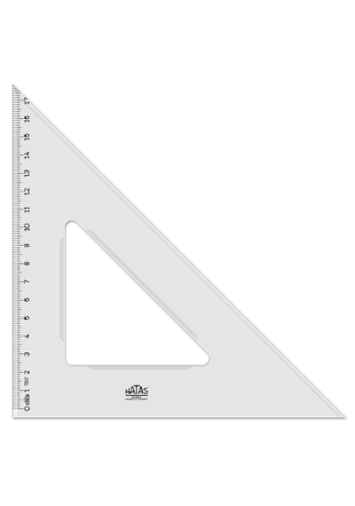 Hatas Öğrenci Gönyesi 45 Derece Plastik 26 Cm 26x18x18 Ölçüler Şeffaf